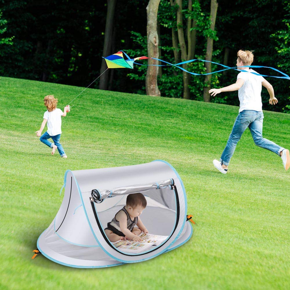SUNBA YOUTH Baby Tent, Portable Baby Travel Bed, UPF 50+ Sun Shelters for Infant, Pop Up Beach Tent, Baby Travel Crib with Mosquito Net, Sun Shade