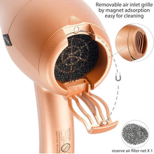 Load image into Gallery viewer, Negative Ions Ceramic Hair Dryer with Diffuser Attachment Ionic Blow Dryer Quick Drying,1875 Watt 2 Speed / 3 Heat Settings,Cool Shot Button,Lightweight,Champagne Gold