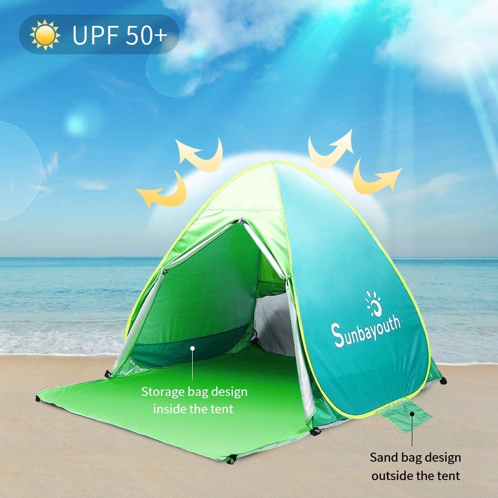 Beach Tent, Sunba Youth Beach Shade, Anti UV Instant Portable Tent Sun Shelter, Pop Up Baby Beach Tent, for 2-3 Person