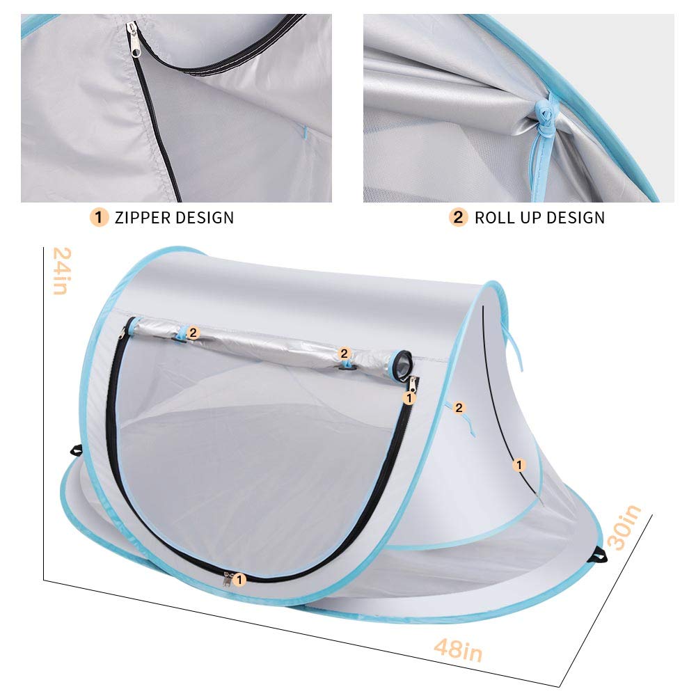SUNBA YOUTH Baby Tent, Portable Baby Travel Bed, UPF 50+ Sun Shelters for Infant, Pop Up Beach Tent, Baby Travel Crib with Mosquito Net, Sun Shade