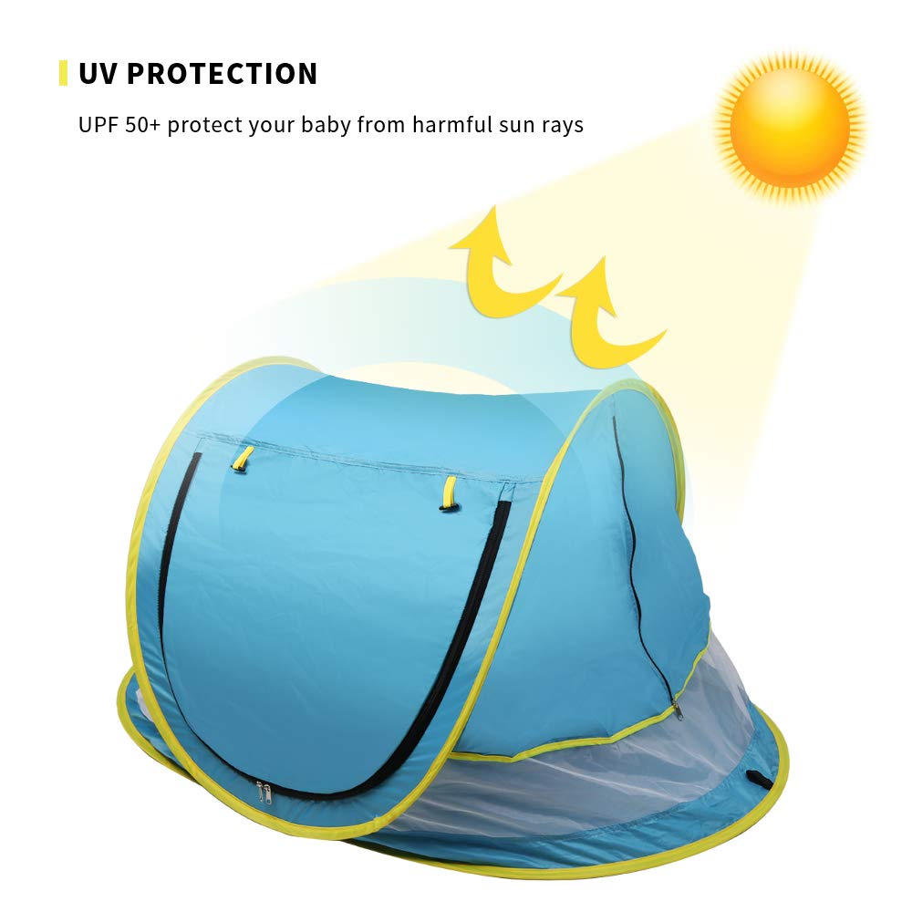 SUNBA YOUTH Baby Tent, Portable Baby Travel Bed, UPF 50+ Sun Shelters for Infant, Pop Up Beach Tent, Baby Travel Crib with Mosquito Net, Sun Shade