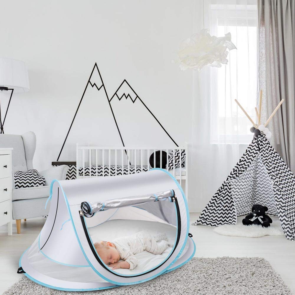SUNBA YOUTH Baby Tent, Portable Baby Travel Bed, UPF 50+ Sun Shelters for Infant, Pop Up Beach Tent, Baby Travel Crib with Mosquito Net, Sun Shade