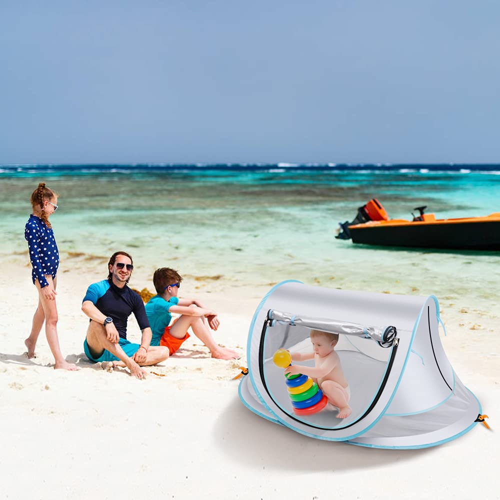 SUNBA YOUTH Baby Tent, Portable Baby Travel Bed, UPF 50+ Sun Shelters for Infant, Pop Up Beach Tent, Baby Travel Crib with Mosquito Net, Sun Shade