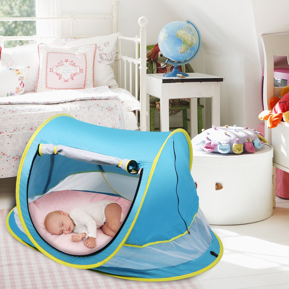 SUNBA YOUTH Baby Tent, Portable Baby Travel Bed, UPF 50+ Sun Shelters for Infant, Pop Up Beach Tent, Baby Travel Crib with Mosquito Net, Sun Shade