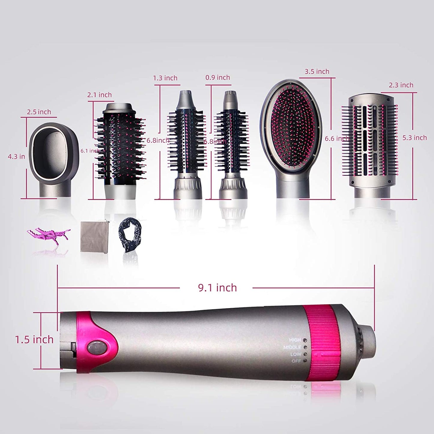 6 in 1 Hair Dryer Brush, Blow Dryer Brush Styler,Salon Negative Ionic Electric Hot Air Brush,Hair Straightener&Curly Hair Comb,Detachable Brush Hair Dryers for Women,Mothers Day Gifts