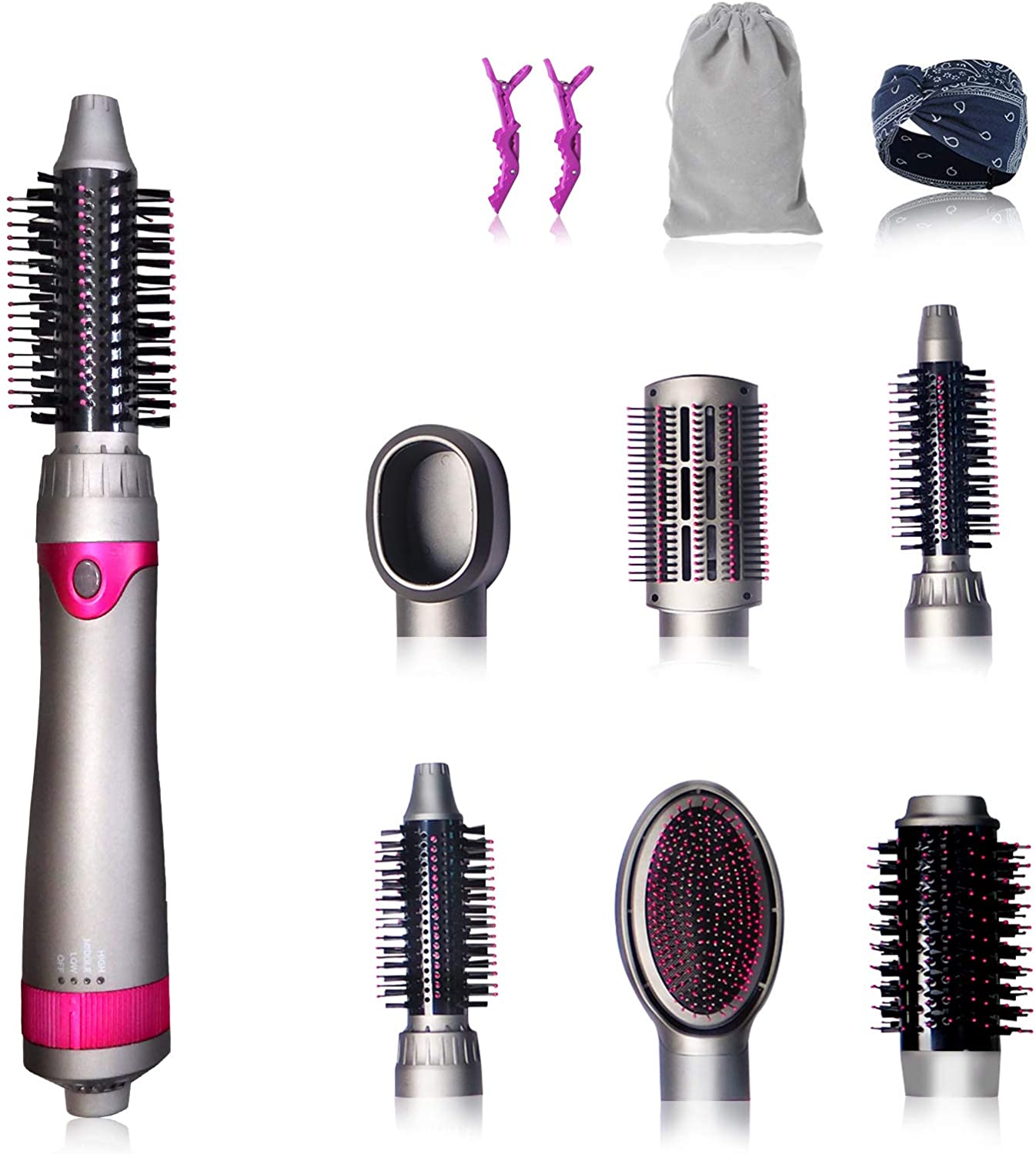 6 in 1 Hair Dryer Brush, Blow Dryer Brush Styler,Salon Negative Ionic Electric Hot Air Brush,Hair Straightener&Curly Hair Comb,Detachable Brush Hair Dryers for Women,Mothers Day Gifts