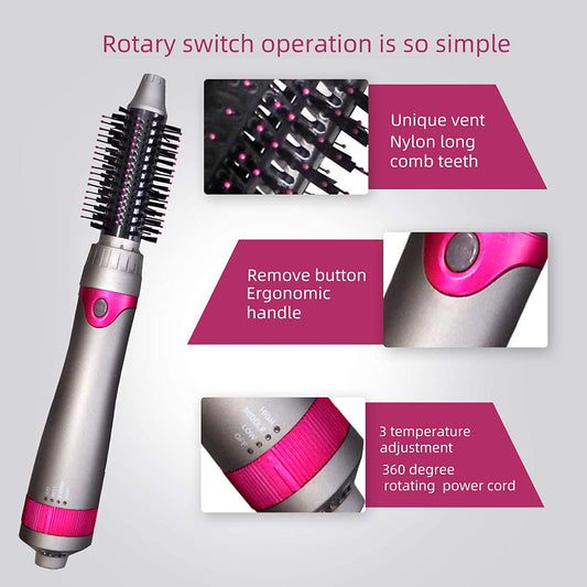 6 in 1 Hair Dryer Brush, Blow Dryer Brush Styler,Salon Negative Ionic Electric Hot Air Brush,Hair Straightener&Curly Hair Comb,Detachable Brush Hair Dryers for Women,Mothers Day Gifts