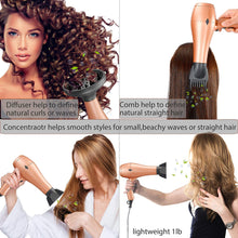 Load image into Gallery viewer, Negative Ions Ceramic Hair Dryer with Diffuser Attachment Ionic Blow Dryer Quick Drying,1875 Watt 2 Speed / 3 Heat Settings,Cool Shot Button,Lightweight,Champagne Gold
