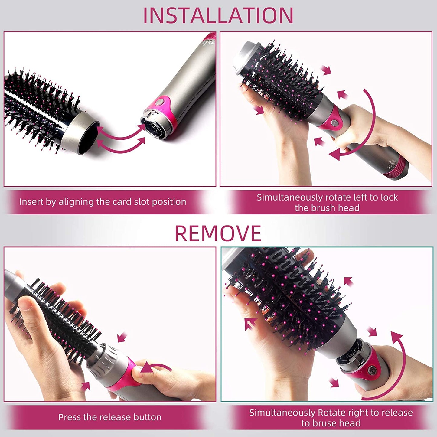 6 in 1 Hair Dryer Brush, Blow Dryer Brush Styler,Salon Negative Ionic Electric Hot Air Brush,Hair Straightener&Curly Hair Comb,Detachable Brush Hair Dryers for Women,Mothers Day Gifts